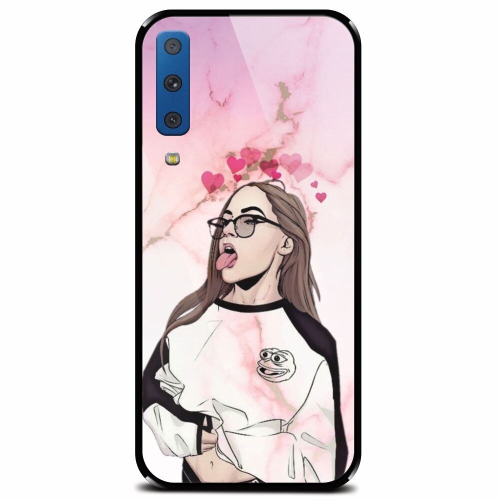 Husa din sticla securizata pentru Samsung Galaxy A7 (2018), Bad Girl