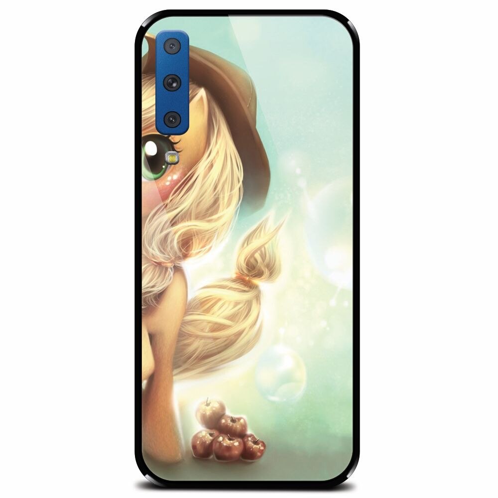 Husa din sticla securizata pentru Samsung Galaxy A7 (2018), Applejack Pony Cute K