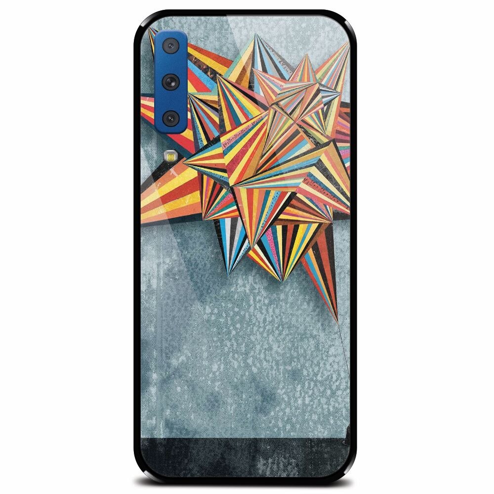 Husa din sticla securizata pentru Samsung Galaxy A7 (2018), Abstract Colorful Balloon Triangles