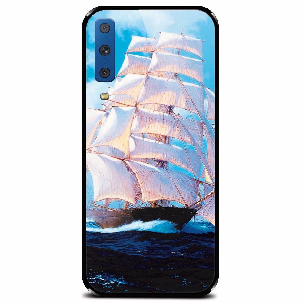 Husa din sticla securizata pentru Samsung Galaxy A7 (2018), Attractive Art Of Ships