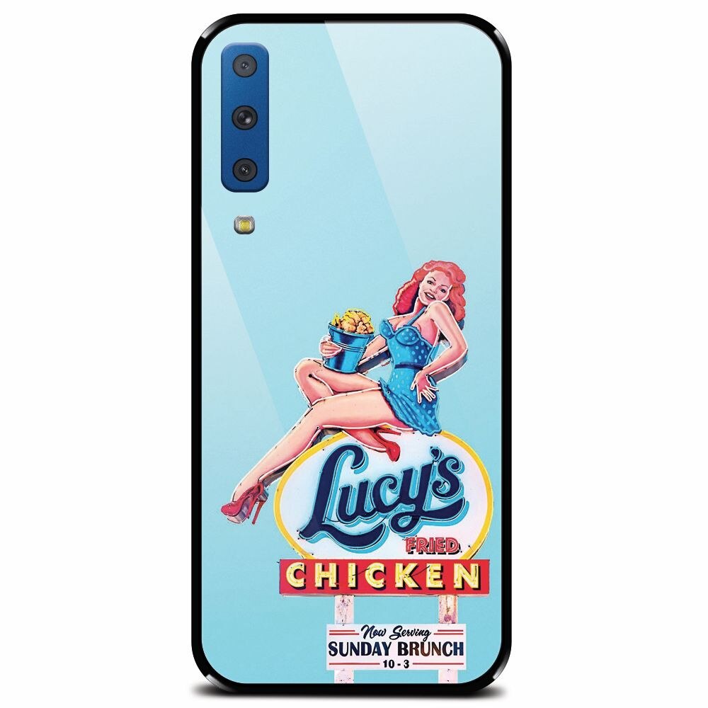 Husa din sticla securizata pentru Samsung Galaxy A7 (2018), American Vintage Restaurant Sign