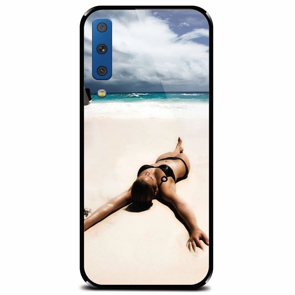 Husa din sticla securizata pentru Samsung Galaxy A7 (2018), Beach Lounging