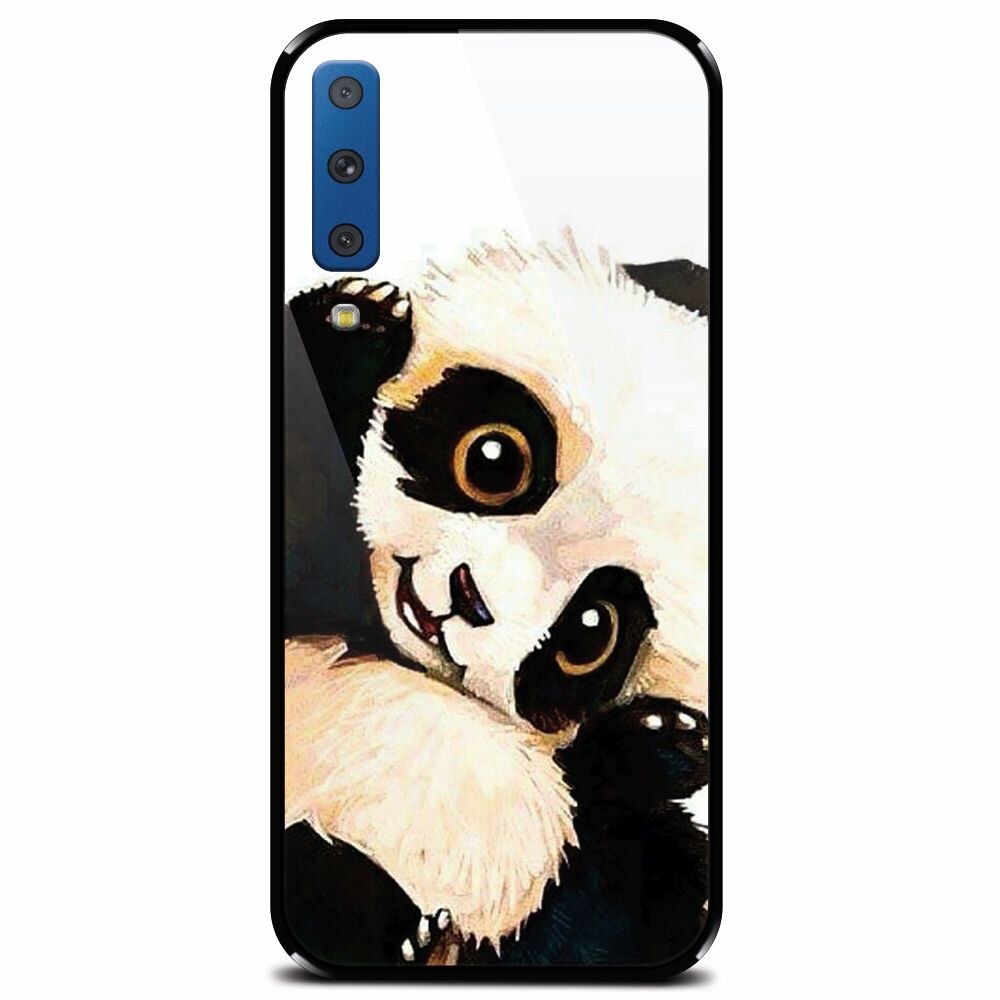 Husa din sticla securizata pentru Samsung Galaxy A7 (2018), Baby Panda 002