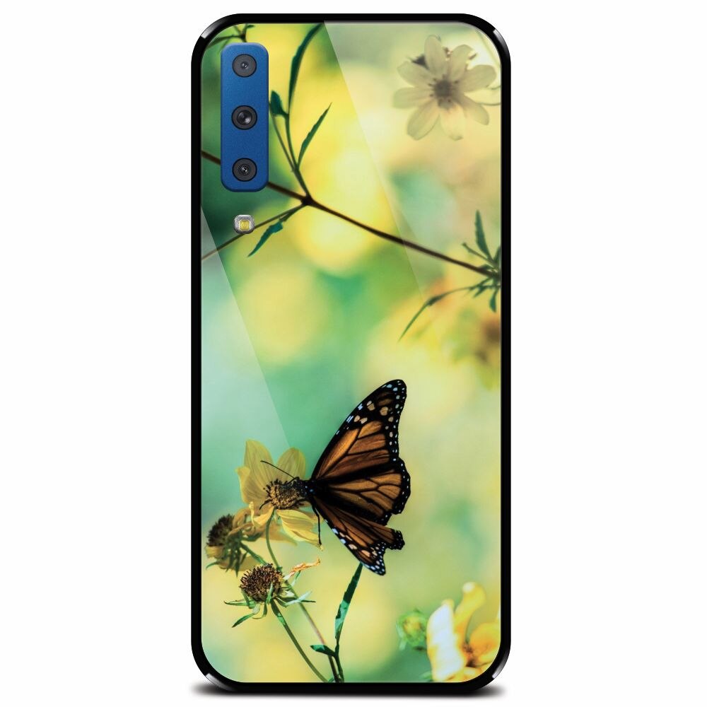Husa din sticla securizata pentru Samsung Galaxy A7 (2018), Butterfly