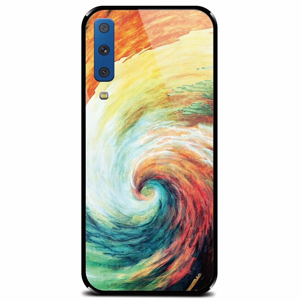 Husa din sticla securizata pentru Samsung Galaxy A7 (2018), Big Wave Painting
