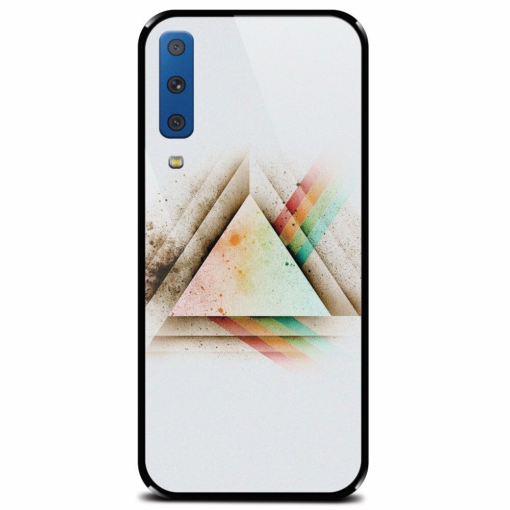 Husa din sticla securizata pentru Samsung Galaxy A7 (2018), Abstract Grunge Light Triangle