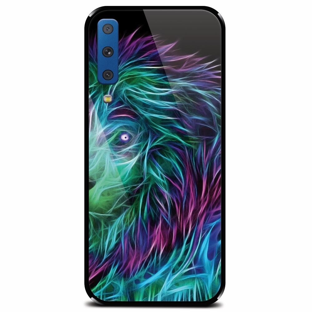 Husa din sticla securizata pentru Samsung Galaxy A7 (2018), Abstract Lion 002