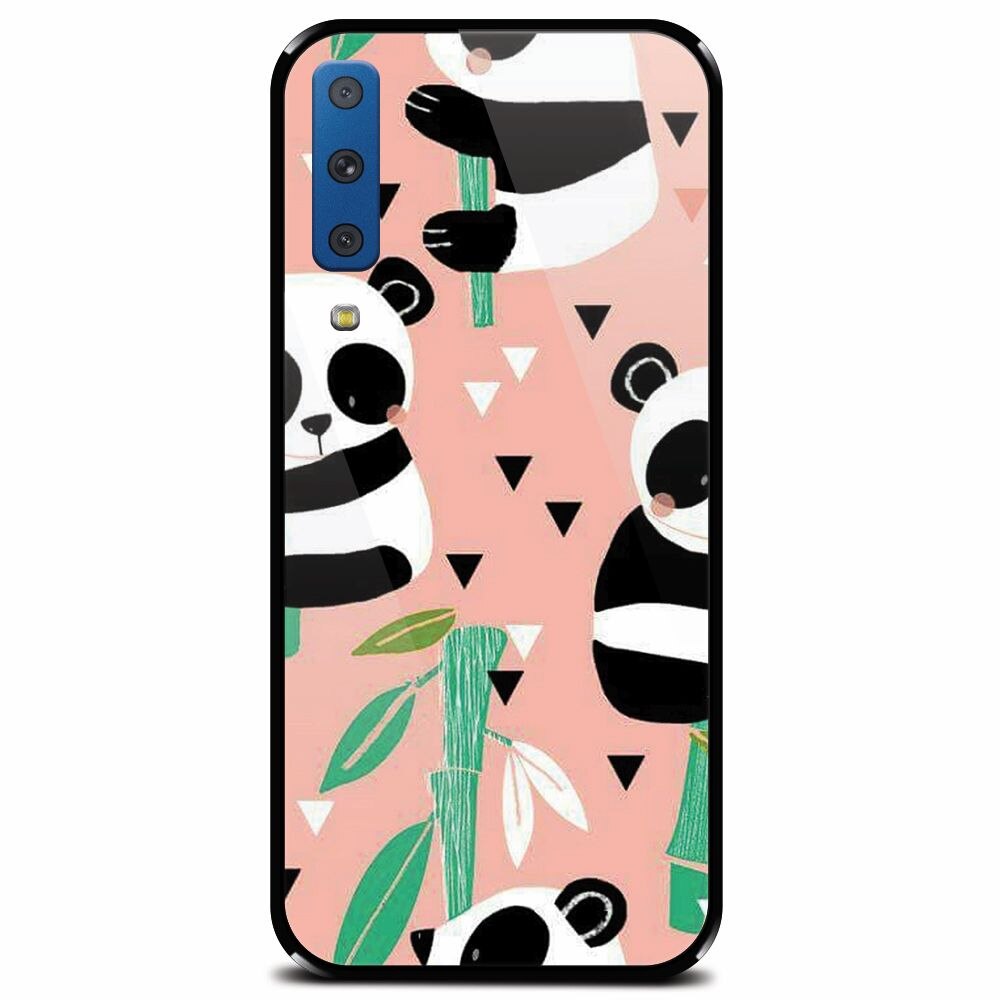 Husa din sticla securizata pentru Samsung Galaxy A7 (2018), Baby Panda 001