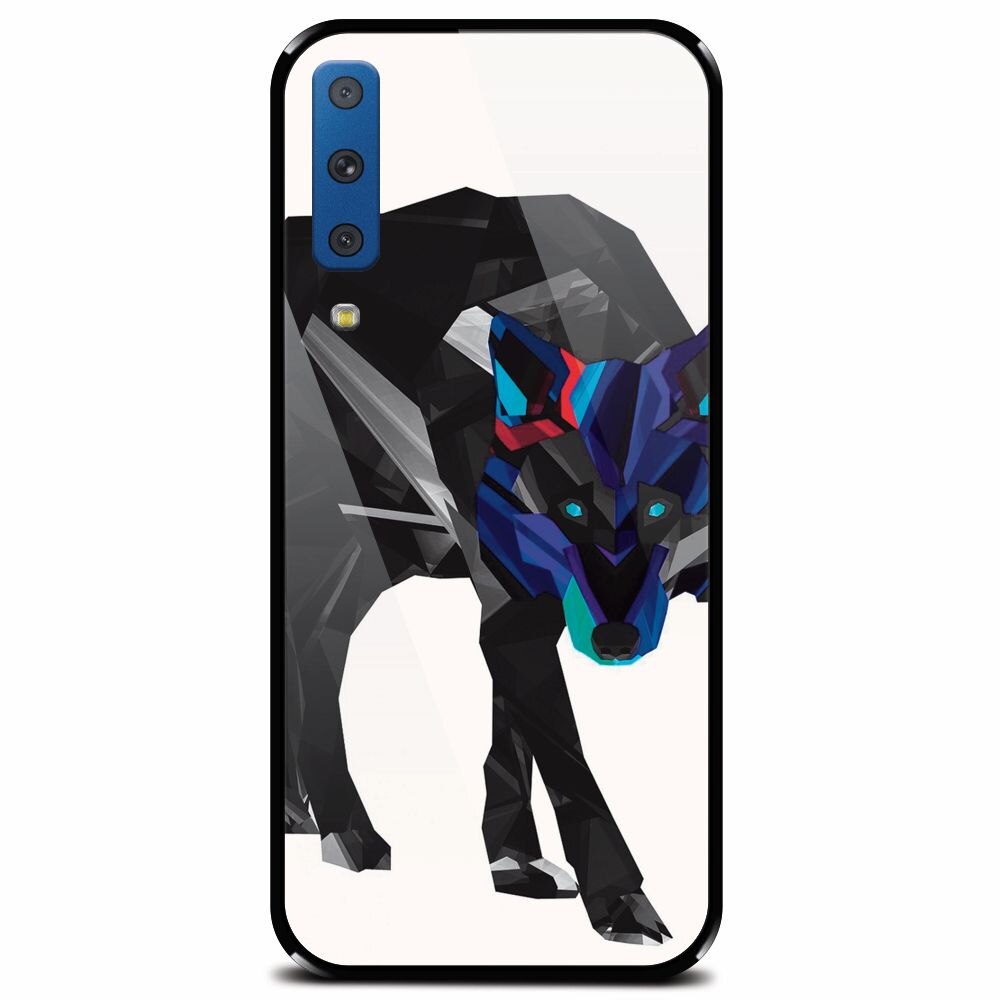 Husa din sticla securizata pentru Samsung Galaxy A7 (2018), Abstract Wolf