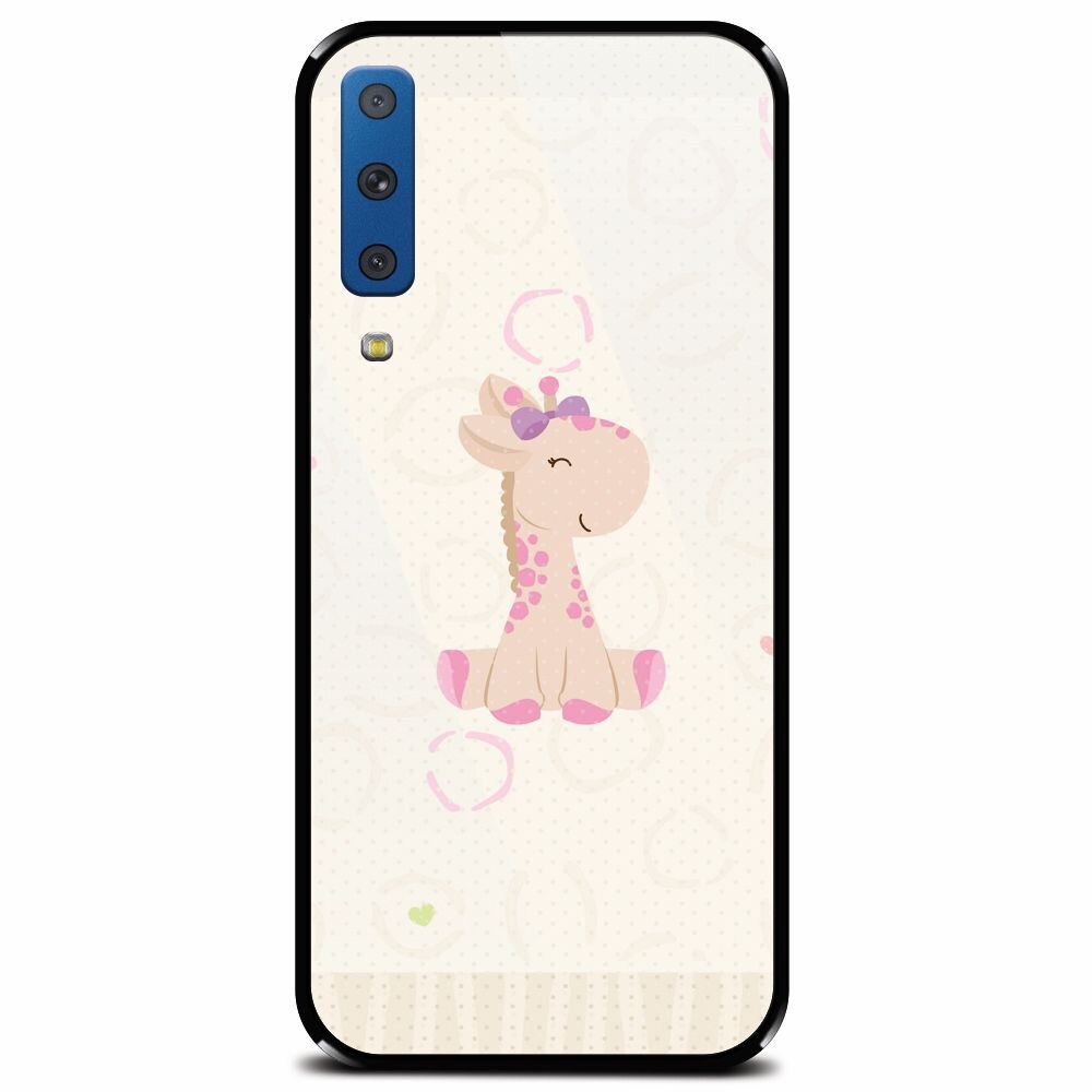 Husa din sticla securizata pentru Samsung Galaxy A7 (2018), Giraffe Cute