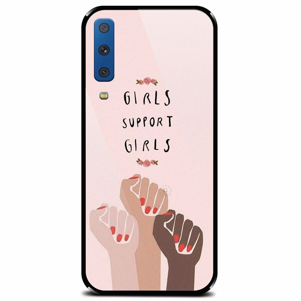 Husa din sticla securizata pentru Samsung Galaxy A7 (2018), Girls Supportgirls