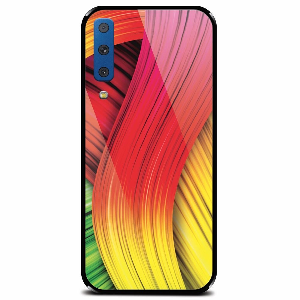 Husa din sticla securizata pentru Samsung Galaxy A7 (2018), Colorful Abstract