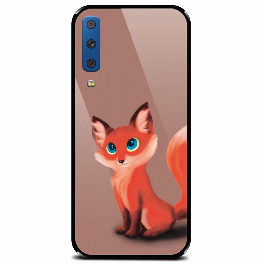 Husa din sticla securizata pentru Samsung Galaxy A7 (2018), Fox Cartoon Animal And
