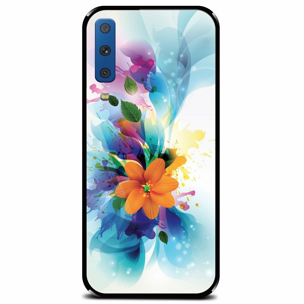Husa din sticla securizata pentru Samsung Galaxy A7 (2018), Flower 011
