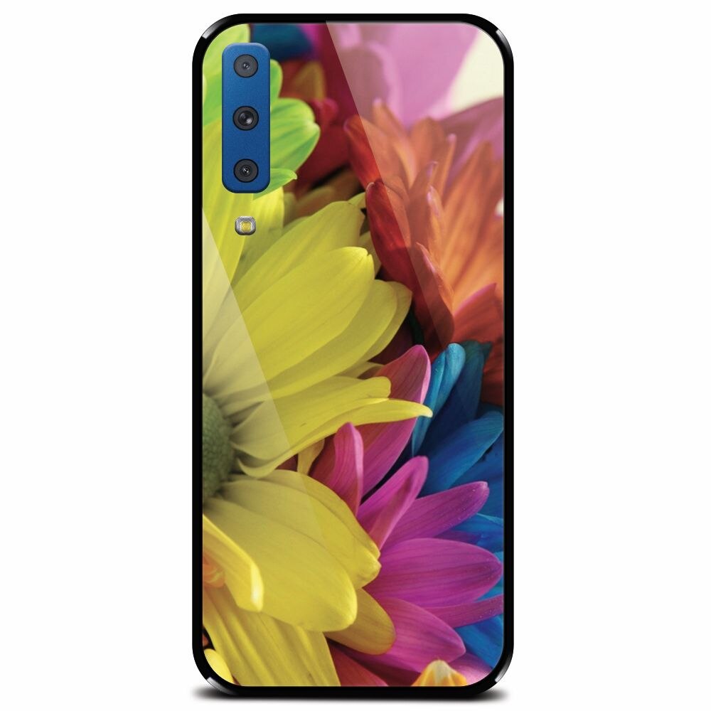 Husa din sticla securizata pentru Samsung Galaxy A7 (2018), Flower