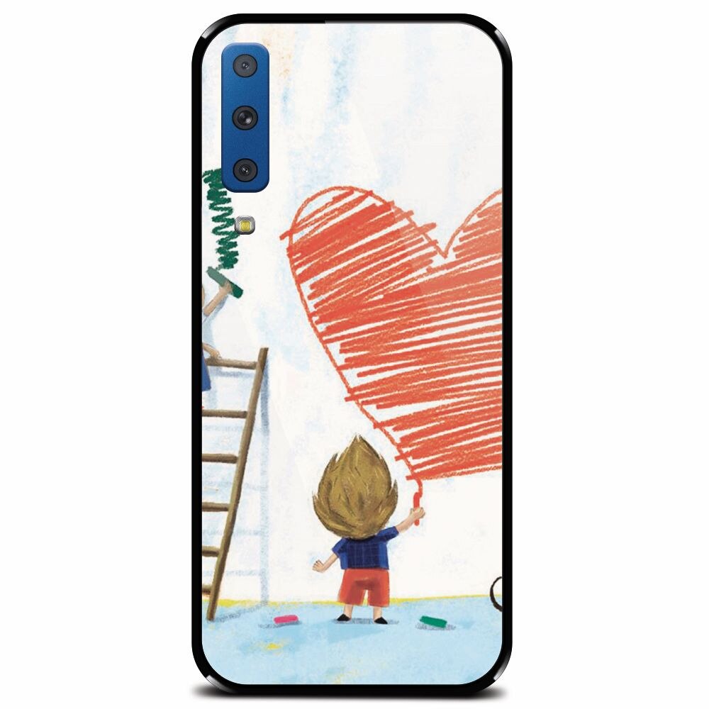 Husa din sticla securizata pentru Samsung Galaxy A7 (2018), I Love You Creatures