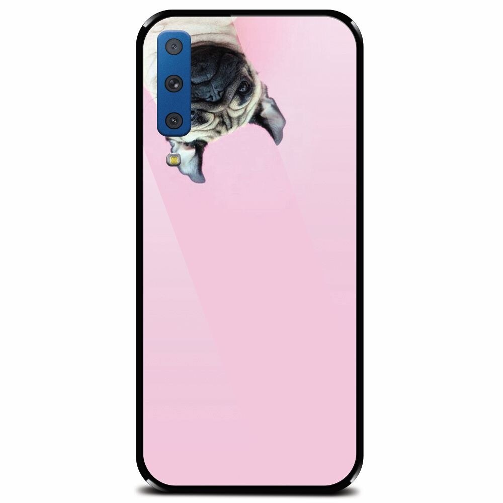 Husa din sticla securizata pentru Samsung Galaxy A7 (2018), Dog And Pink