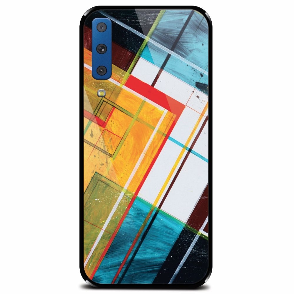 Husa din sticla securizata pentru Samsung Galaxy A7 (2018), Abstraction Color Shape