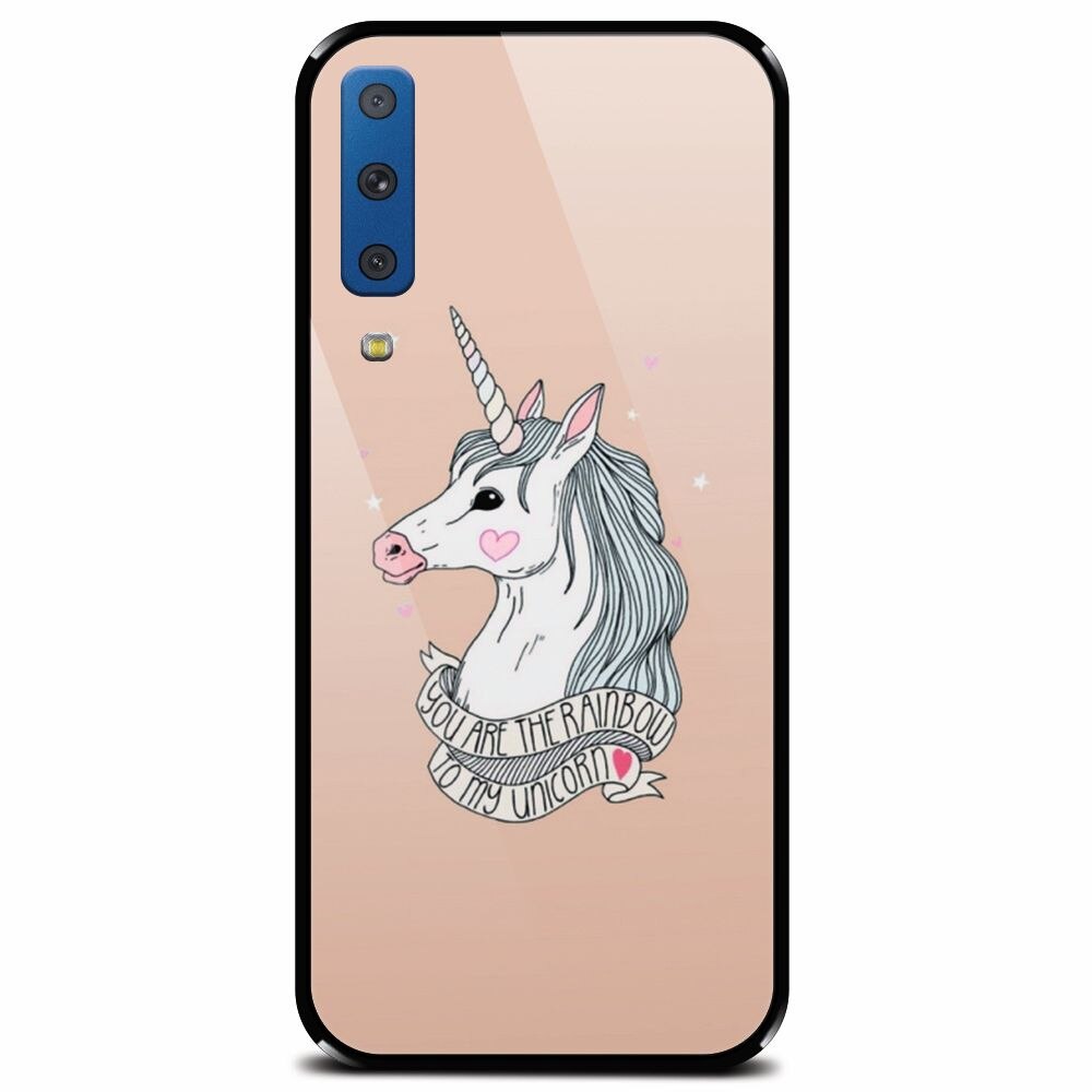 Husa din sticla securizata pentru Samsung Galaxy A7 (2018), Cute Rose Gold
