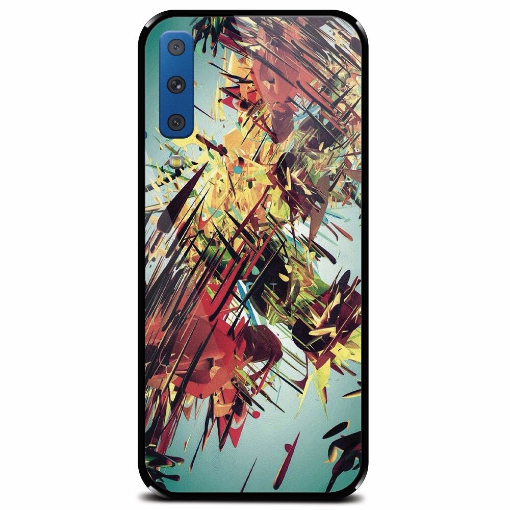 Husa din sticla securizata pentru Samsung Galaxy A7 (2018), Complex Abstract Colorful 3D Drawing