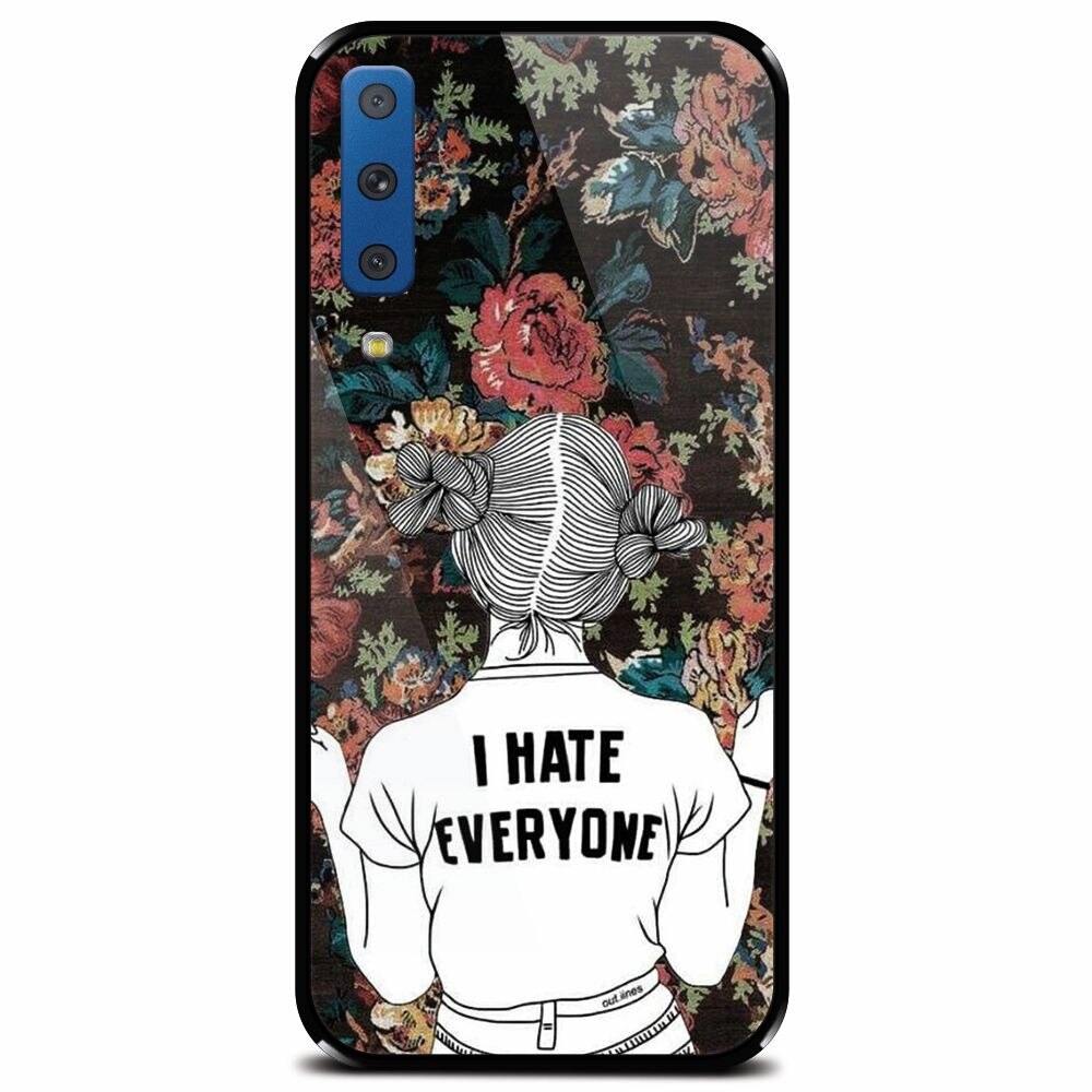 Husa din sticla securizata pentru Samsung Galaxy A7 (2018), I Hate Everyone