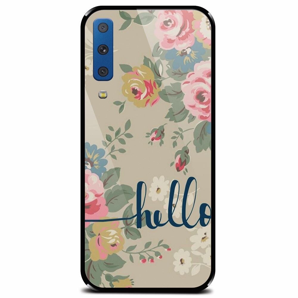 Husa din sticla securizata pentru Samsung Galaxy A7 (2018), Cute Flower Phone
