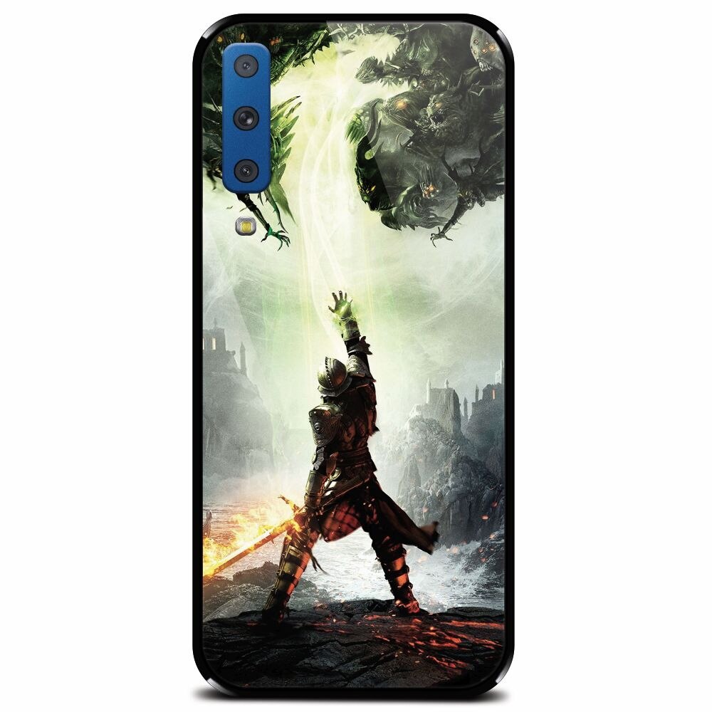 Husa din sticla securizata pentru Samsung Galaxy A7 (2018), Green Dragon
