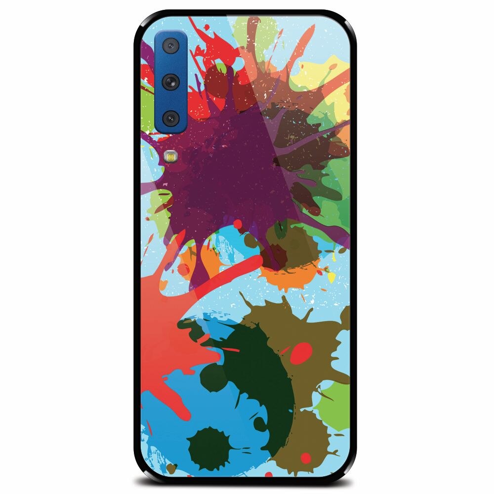 Husa din sticla securizata pentru Samsung Galaxy A7 (2018), Holi Splash