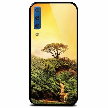 Husa din sticla securizata pentru Samsung Galaxy A7 (2018), Hill Top Tree Golden Light Husa din sticla securizata pentru Samsung Galaxy A7 (2018), Hill Top Tree Golden Light