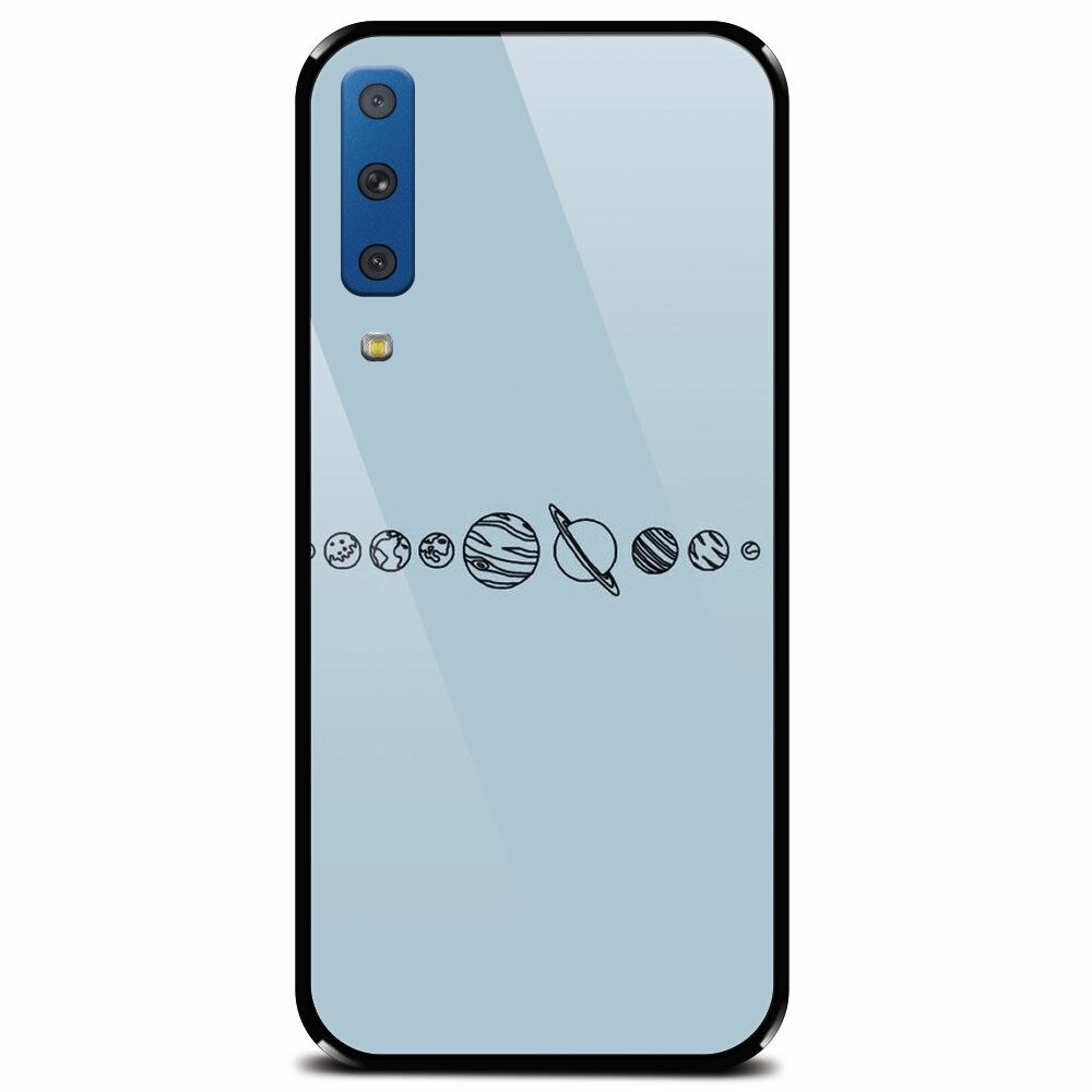 Husa din sticla securizata pentru Samsung Galaxy A7 (2018), Planets