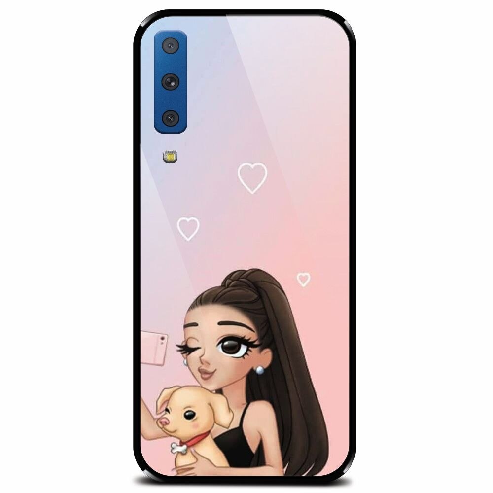 Husa din sticla securizata pentru Samsung Galaxy A7 (2018), Selfie With Sweet Dog