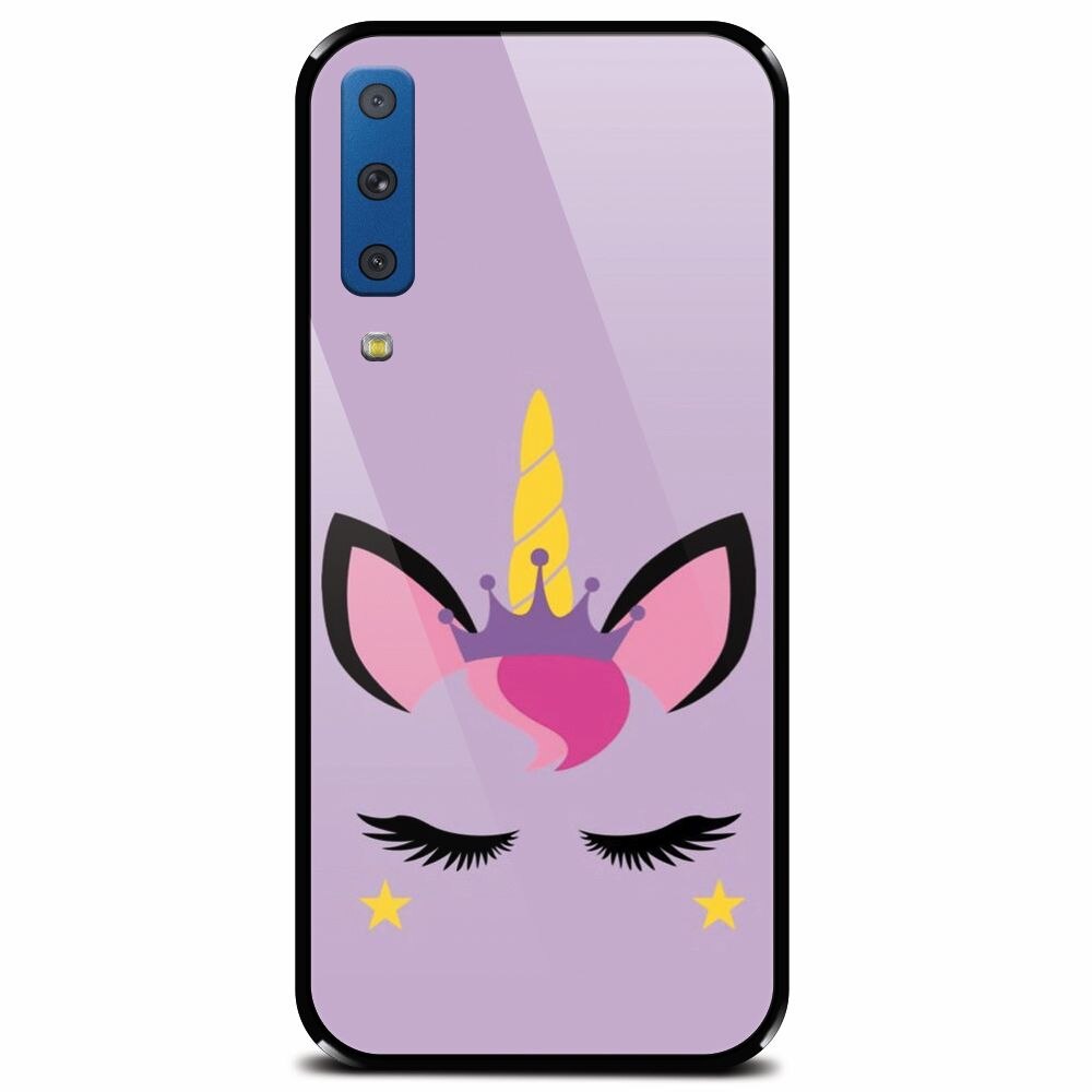 Husa din sticla securizata pentru Samsung Galaxy A7 (2018), Unicorn Shine