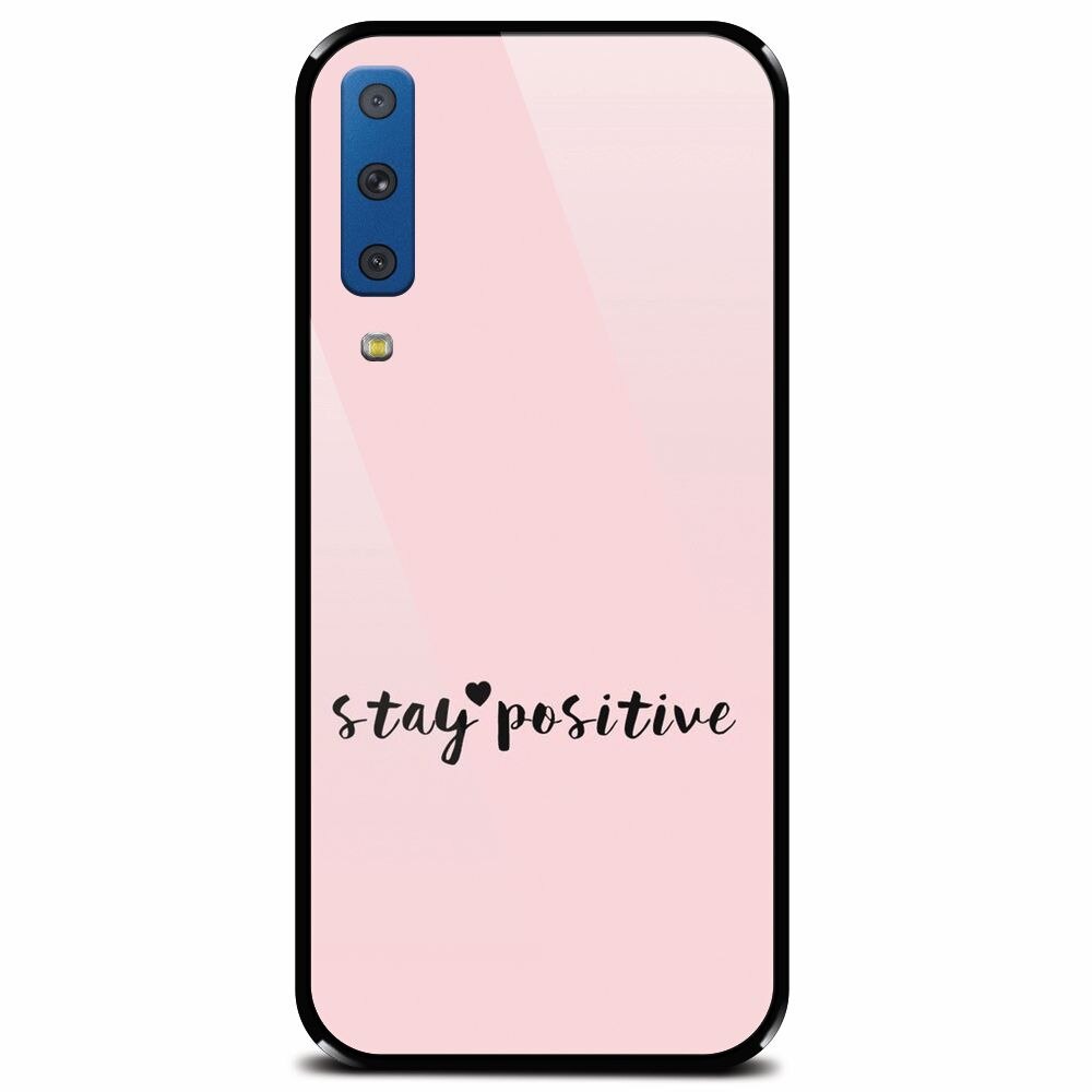 Husa din sticla securizata pentru Samsung Galaxy A7 (2018), Stay Positive