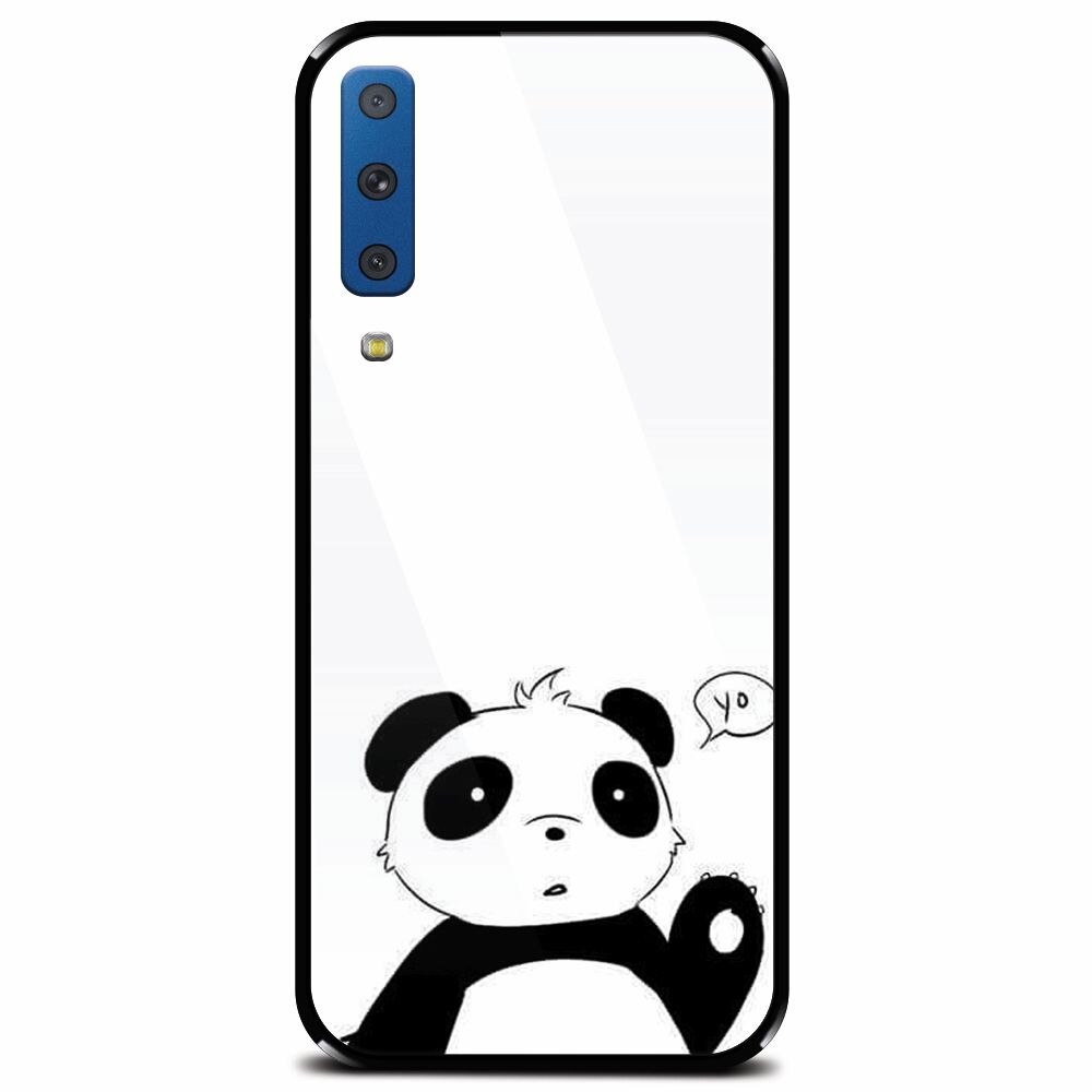 Husa din sticla securizata pentru Samsung Galaxy A7 (2018), Panda Cellphone
