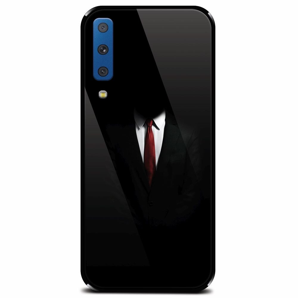 Husa din sticla securizata pentru Samsung Galaxy A7 (2018), Mystery Man In Suit