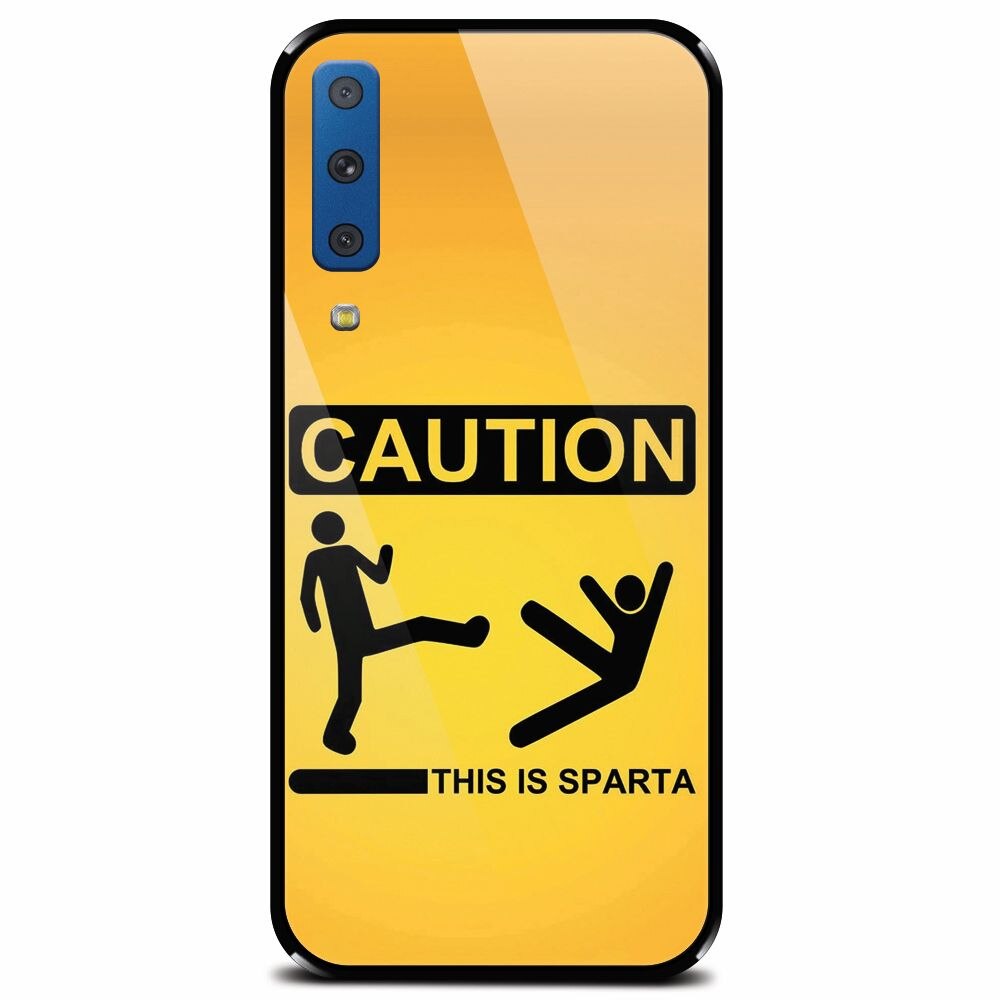 Husa din sticla securizata pentru Samsung Galaxy A7 (2018), This Is Sparta Funny Illustration
