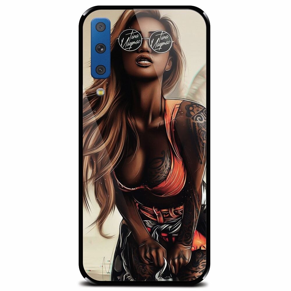Husa din sticla securizata pentru Samsung Galaxy A7 (2018), Tattoed Girl