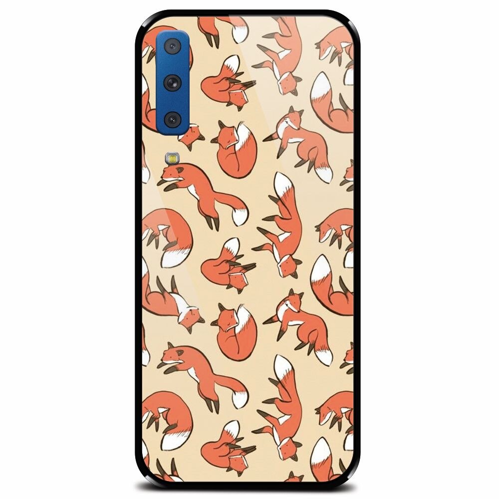 Husa din sticla securizata pentru Samsung Galaxy A7 (2018), Red Foxes