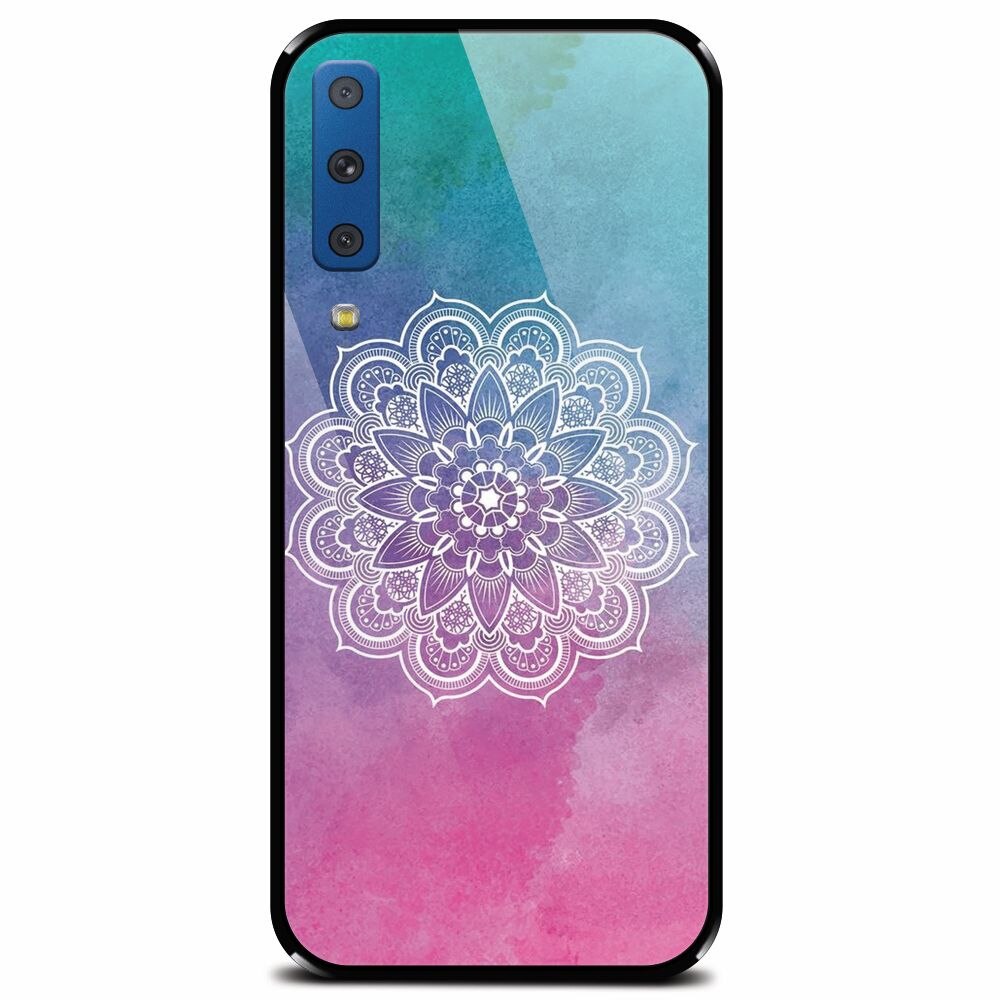 Husa din sticla securizata pentru Samsung Galaxy A7 (2018), Mandala