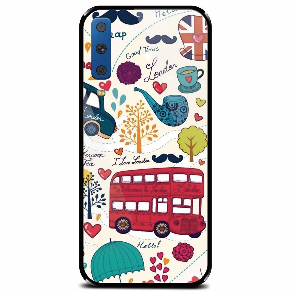 Husa din sticla securizata pentru Samsung Galaxy A7 (2018), Welcome In London