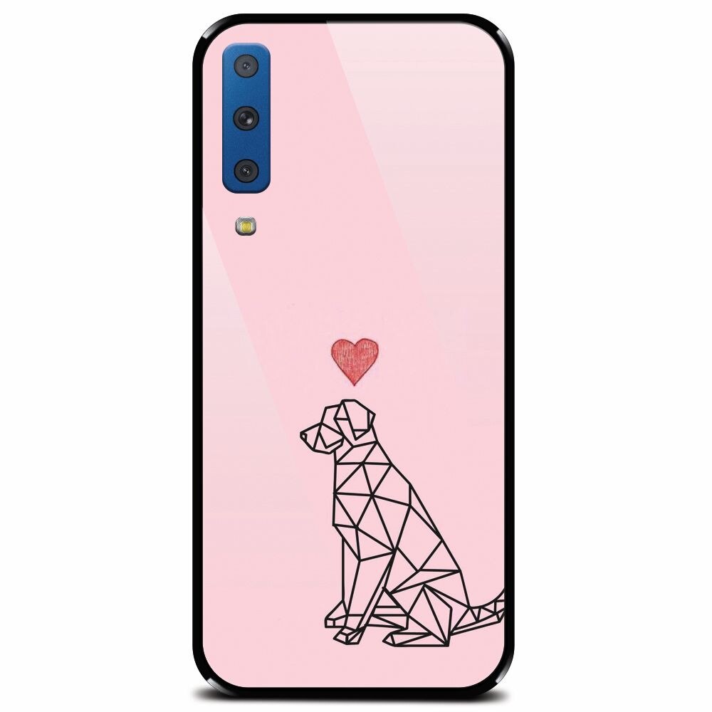 Husa din sticla securizata pentru Samsung Galaxy A7 (2018), Love Dog