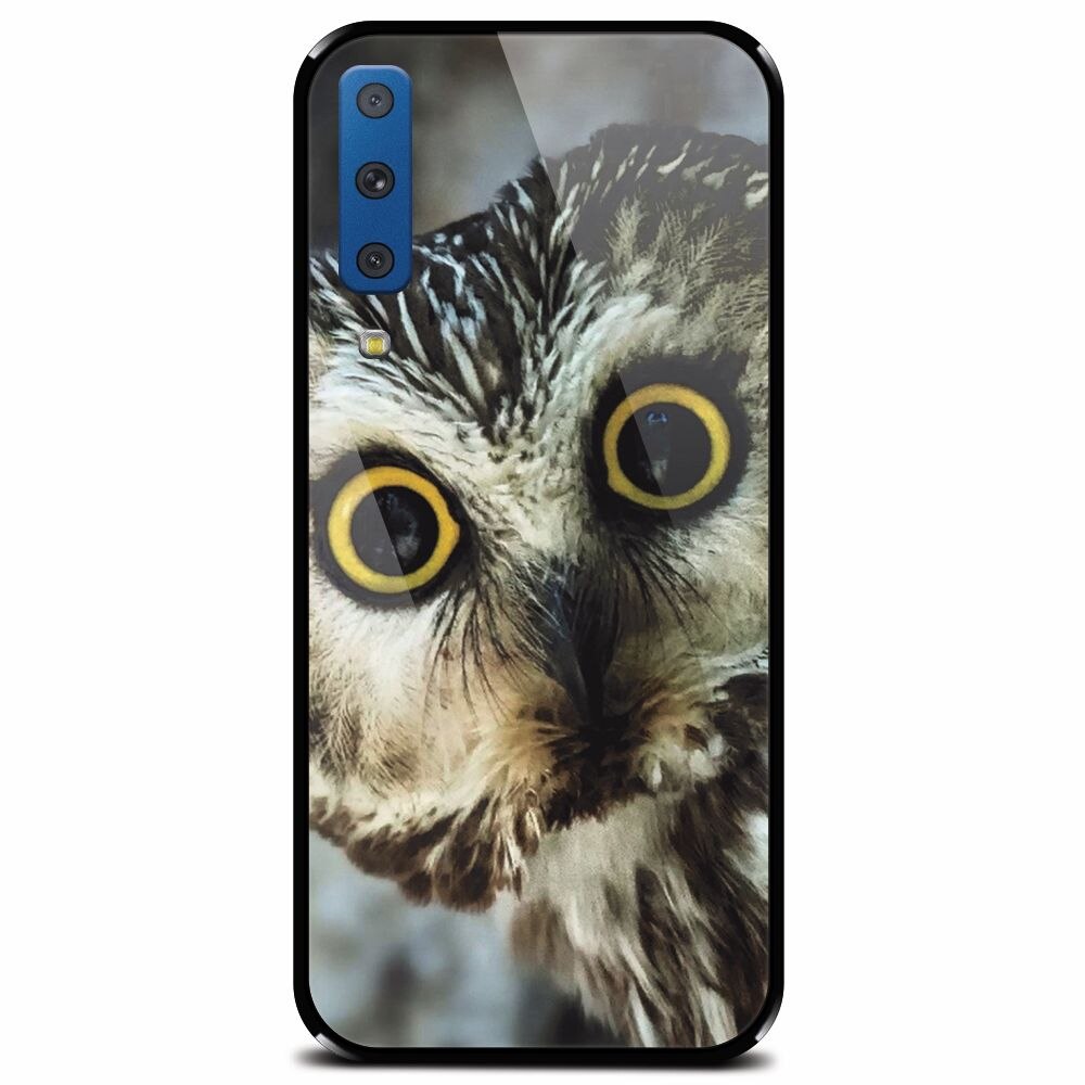 Husa din sticla securizata pentru Samsung Galaxy A7 (2018), Owl