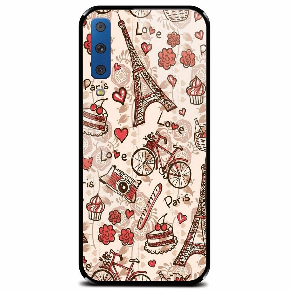 Husa din sticla securizata pentru Samsung Galaxy A7 (2018), Paris Love