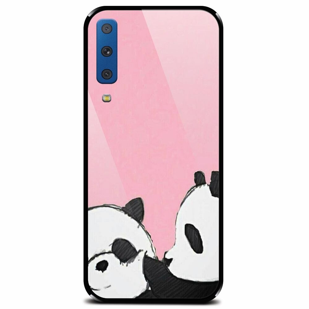 Husa din sticla securizata pentru Samsung Galaxy A7 (2018), Panda