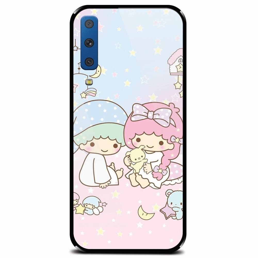 Husa din sticla securizata pentru Samsung Galaxy A7 (2018), Little Twins