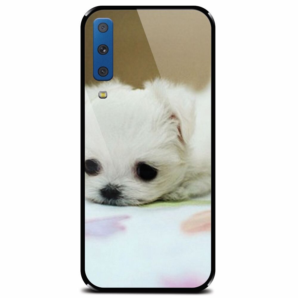 Husa din sticla securizata pentru Samsung Galaxy A7 (2018), Puppies 001