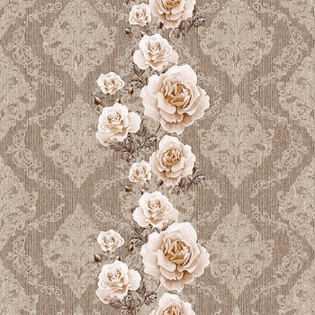 Tapet Fox Wallcovering, Catalina 30918, clasic flori si dungi, maro-bej, semilavabil, acrilic, pentru living sau dormitor Tapet Fox Wallcovering, Catalina 30918, clasic flori si dungi, maro-bej, semilavabil, acrilic, pentru living sau dormitor