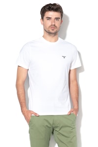 Barbour, Памучна тениска с овално деколте, Бял, L