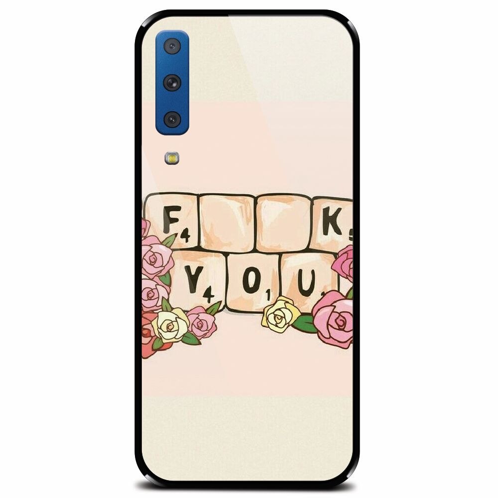 Husa din sticla securizata pentru Samsung Galaxy A7 (2018), Scrabble