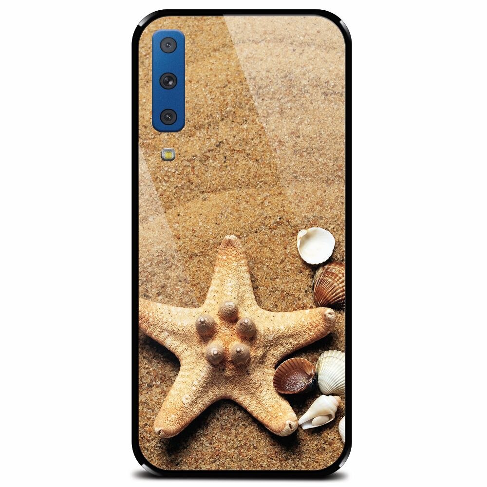 Husa din sticla securizata pentru Samsung Galaxy A7 (2018), Sea Shells